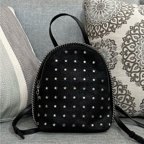 ❌SOLD❌ Stella McCartney Small Black Faux Leather Falabella Star Backpack - Picture 3 of 10